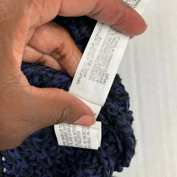 Zara Womens Cable Knit Tunic Sweater Black Blue Long Sleeve Pullover S Small - Picture 9 of 11